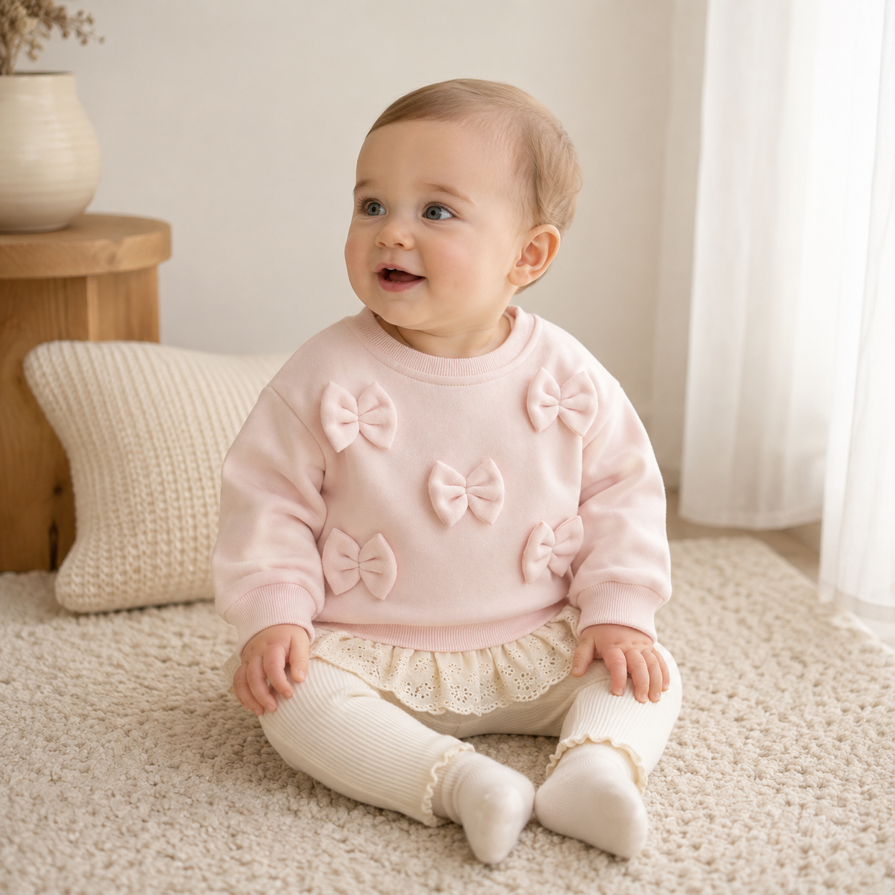 LittleAngel – Mykt og stilig – Babysett med genser og bukser med elastikk
