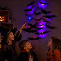 Thumbnail for SpookyGlow – Skummel og stemningsfull – LED-veggdekorasjon med Halloween-flaggermus