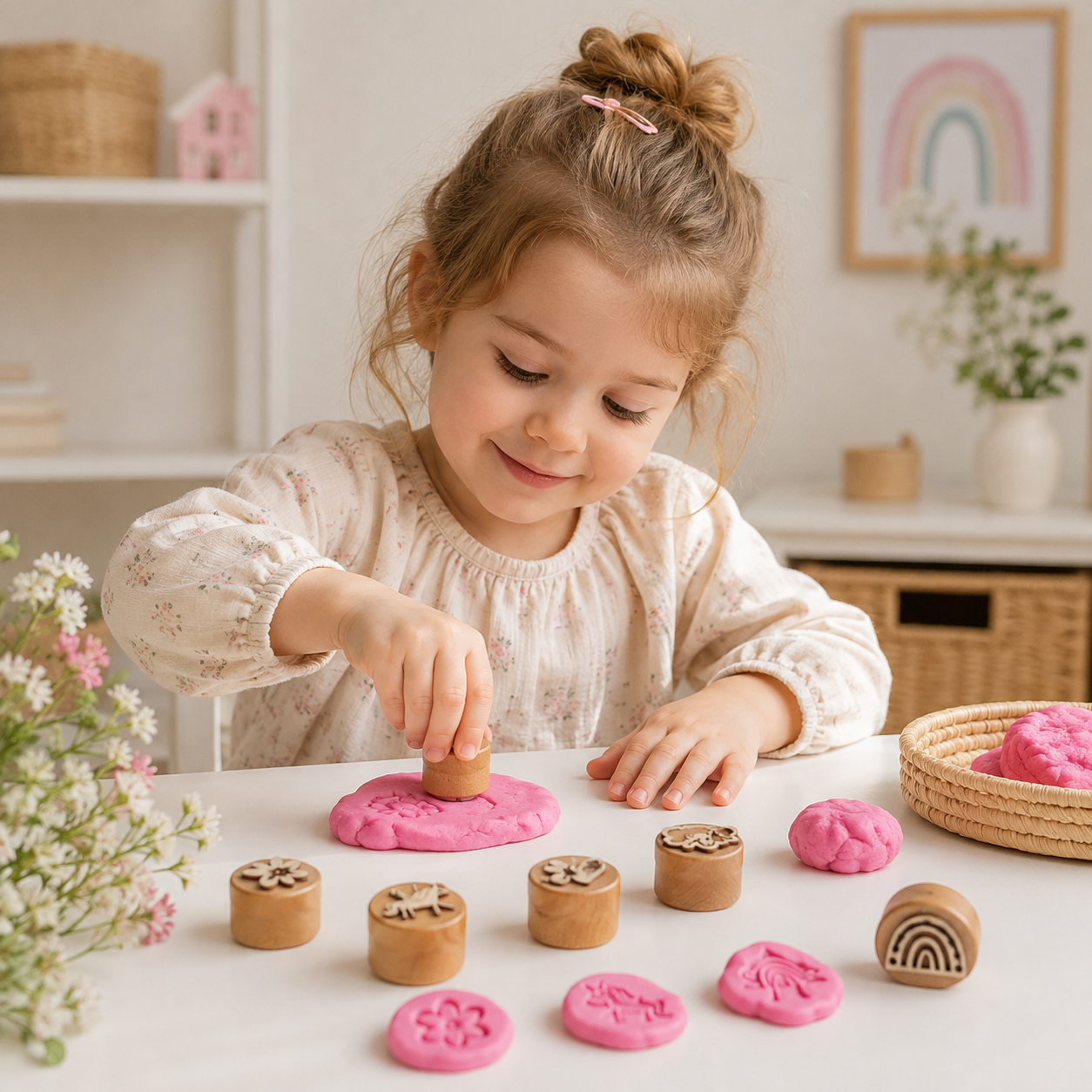 WoodStamp – Montessori & Kreativt – 6 stk. leirestempler av tre