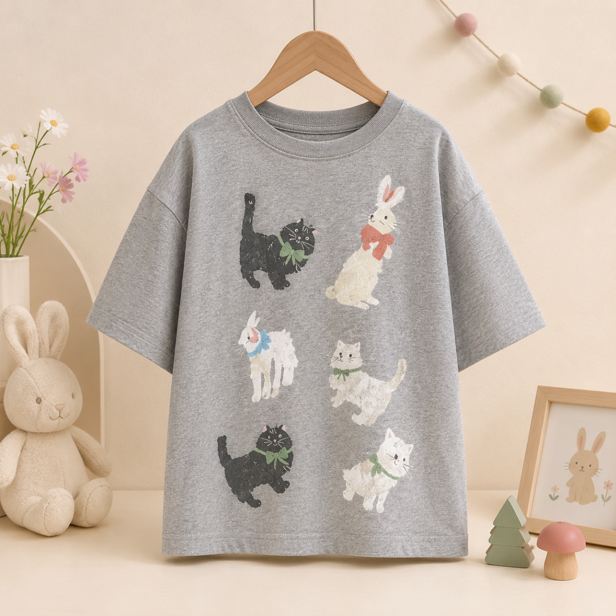 CatFun – Uformell og leken – Oversized T-skjorte med katteprint