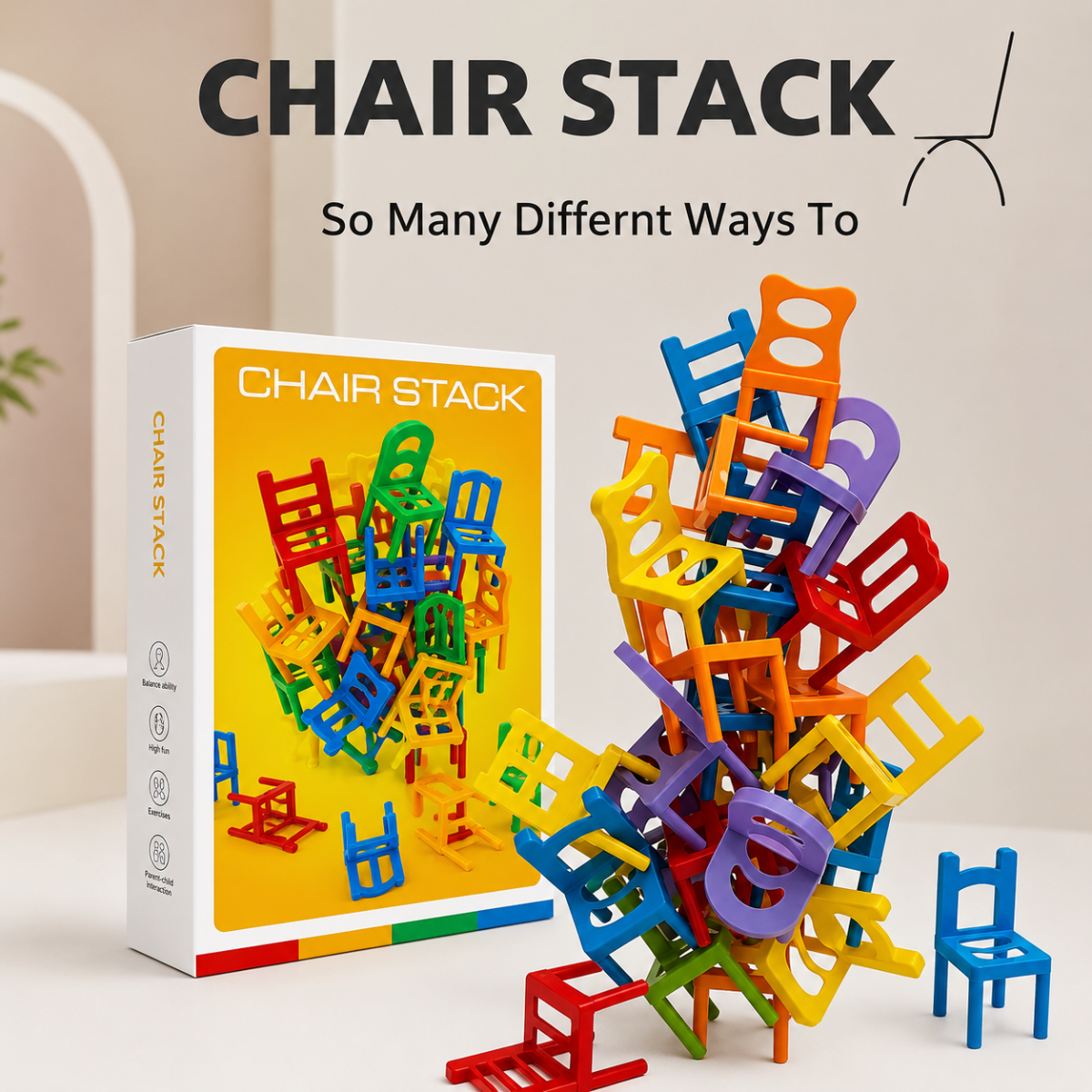 Chair Stack - Interaktiv og stimulerende for kreativiteten - Stable stoler spill