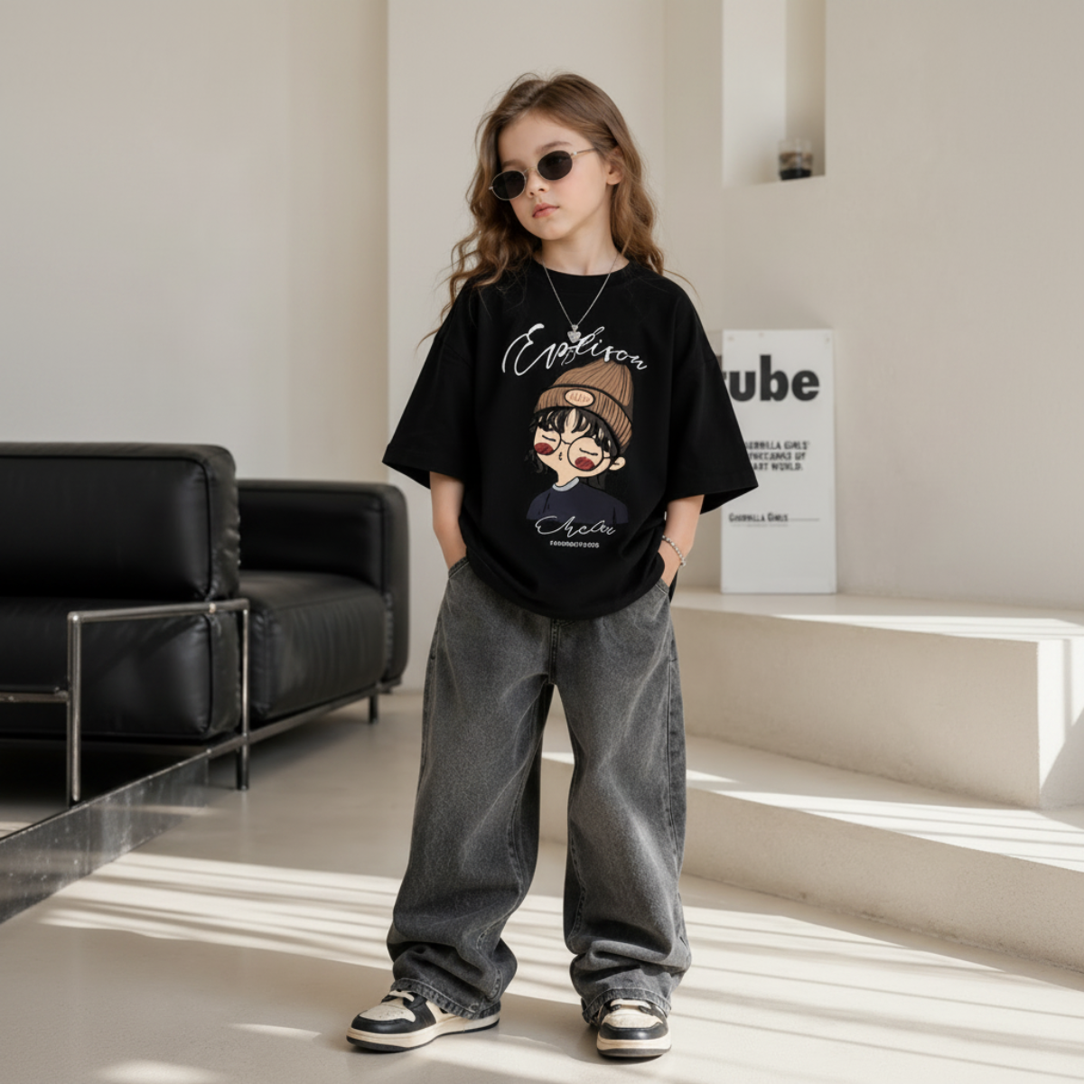 CuteStyle – Trendy og komfortabel – T-skjorte med oversized tegneserieprint