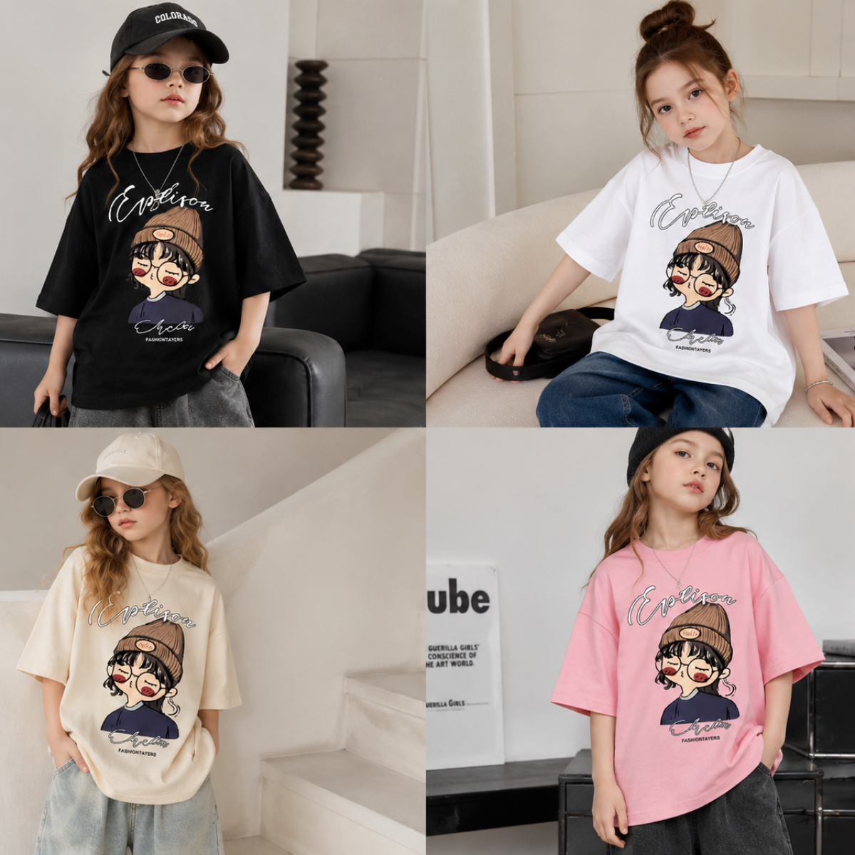 CuteStyle – Trendy og komfortabel – T-skjorte med oversized tegneserieprint