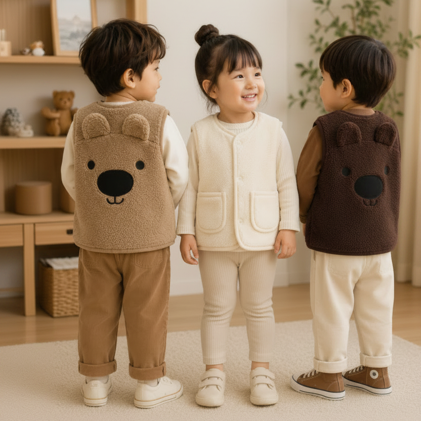 Baby Bear Fleece Vest – Varm og myk – Barnetrøye med bjørnemotiv