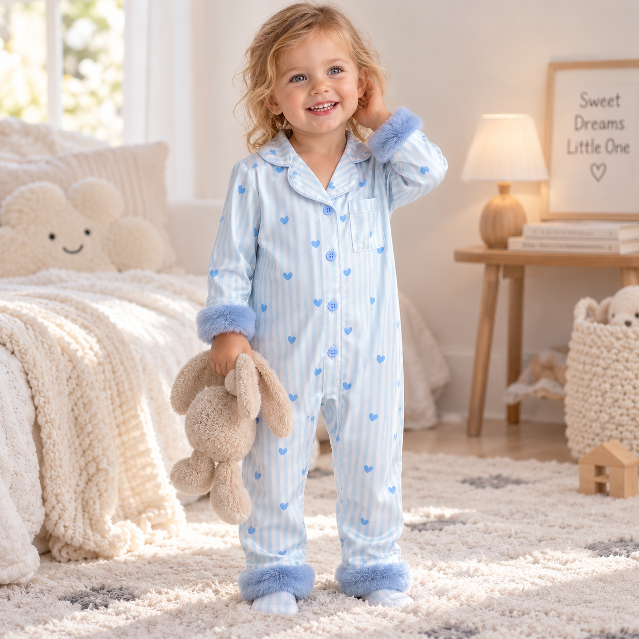 TinyLove – Myk og varm – babyjumpsuit med hjerteprint og plysjdetaljer