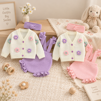 Thumbnail for FloraKnit – Mykt og søtt – babyantrekk med vest, smekke og hårbånd