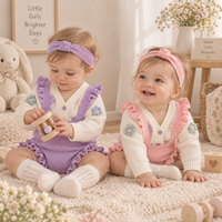 Thumbnail for FloraKnit – Mykt og søtt – babyantrekk med vest, smekke og hårbånd