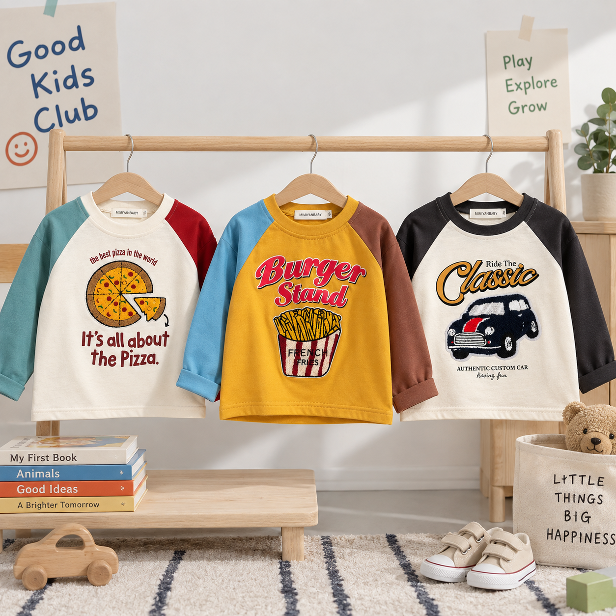 LittleRetro – Kult og trendy – Langermet barne-T-skjorte med grafisk trykk