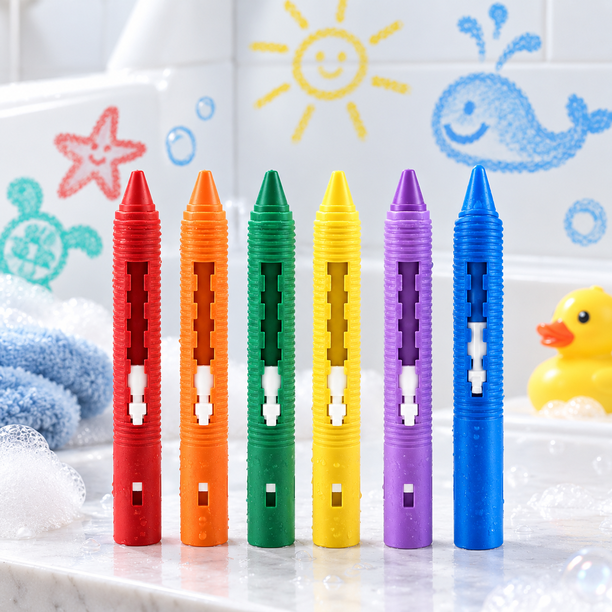 DoodleBath – Fargerikt og lekent – sett med 6 badekritt