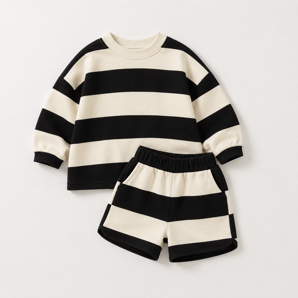LittleStyle – Mykt og behagelig – Stripet Comfy-sett i bomull