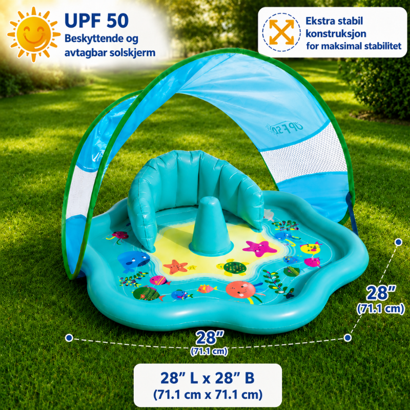 SplashPlay – Trygt og morsomt – Babybasseng med solseil