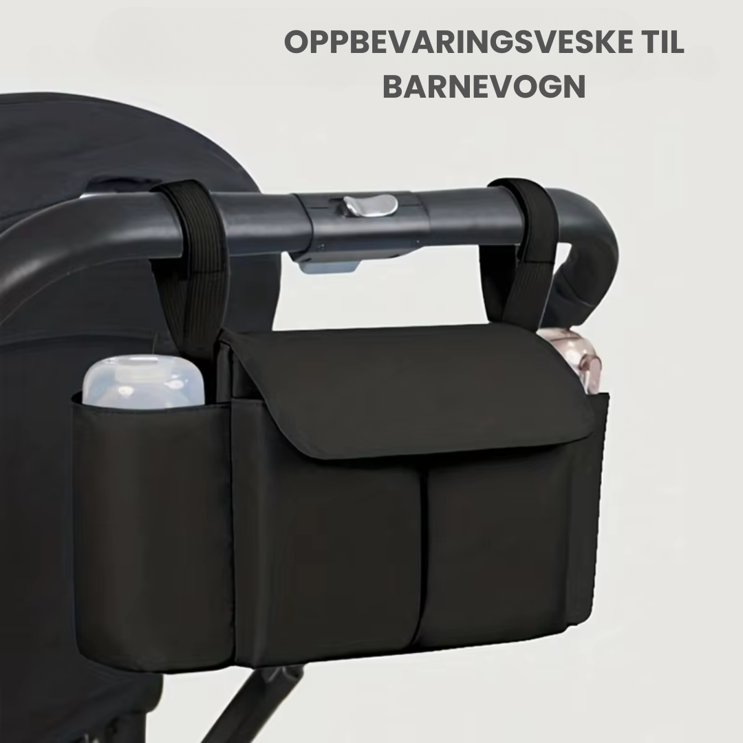 ToddlerOrganizer – Vannavvisende og romslig – Barnevognorganiser med flaskeholdere