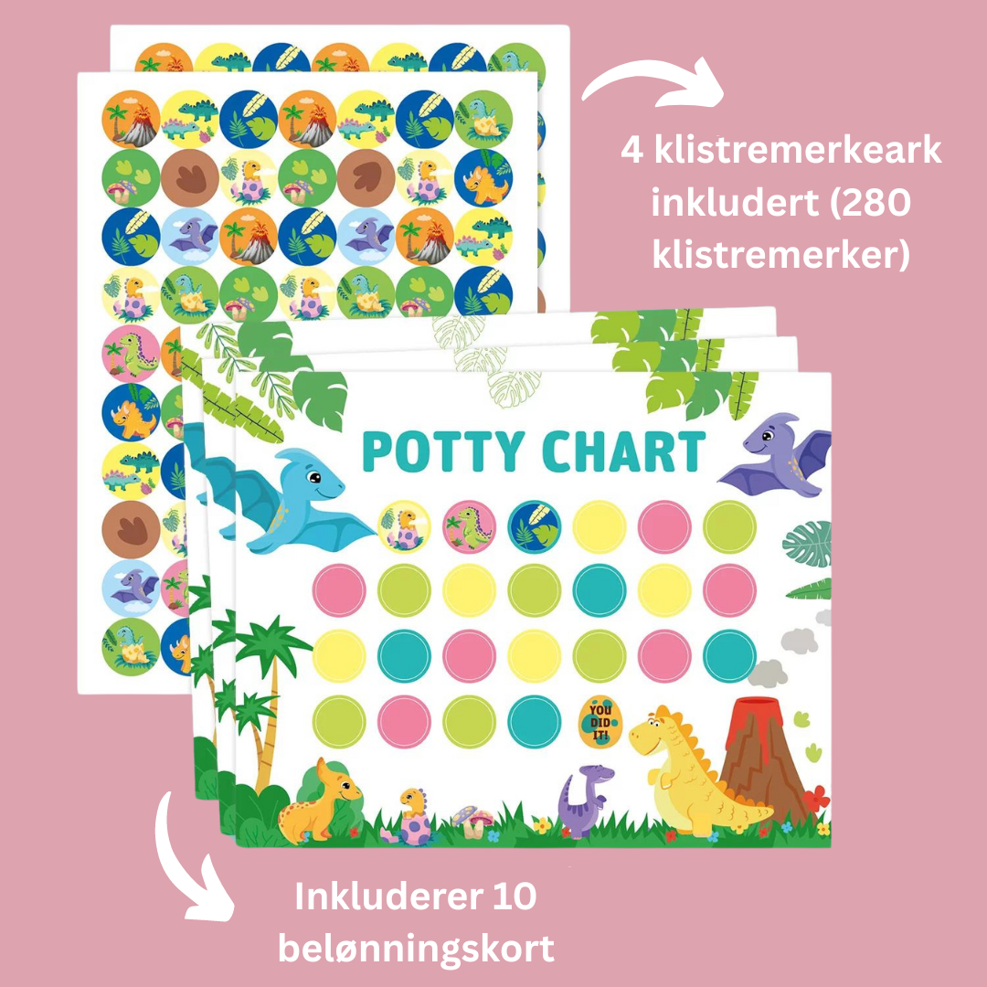 Potty Training – Lekende og motiverende - pottetreningskort med klistremerker