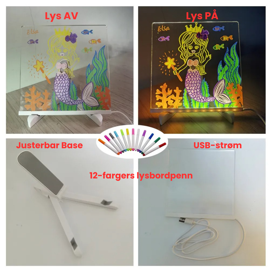 Drawing Light - Skinnende kunstverk - Tegnebrett med lys