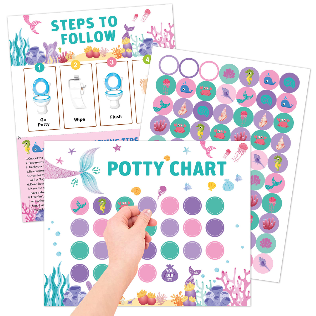 Potty Training – Lekende og motiverende - pottetreningskort med klistremerker
