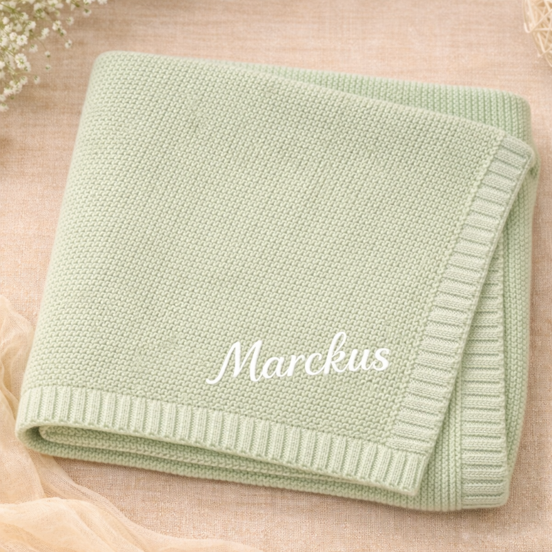 Personalized Baby Blanket – Myk og unik – Personlig brodert bomullsteppe
