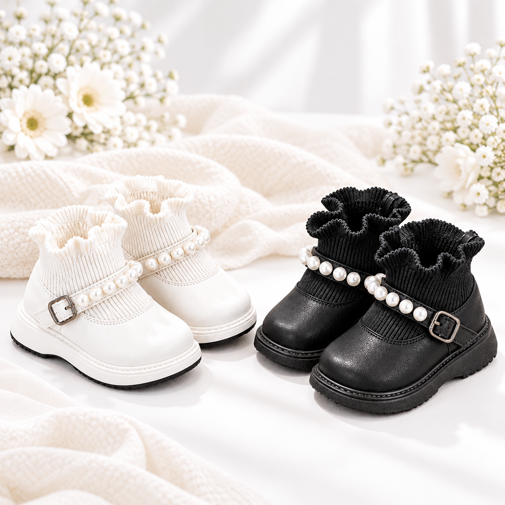 PearlCharm – Elegant og søtt – ankelstøvler for barn med perledetaljer