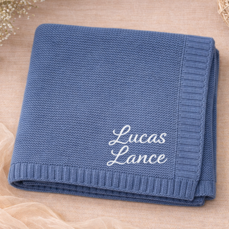 Personalized Baby Blanket – Myk og unik – Personlig brodert bomullsteppe