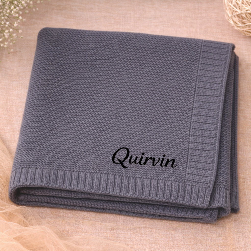 Personalized Baby Blanket – Myk og unik – Personlig brodert bomullsteppe