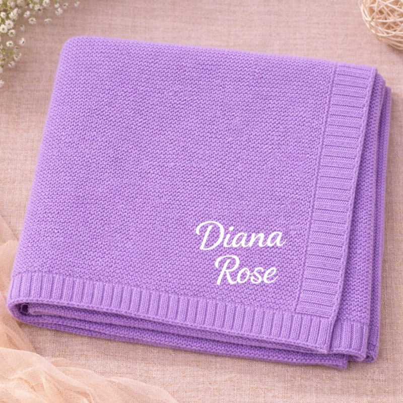 Personalized Baby Blanket – Myk og unik – Personlig brodert bomullsteppe
