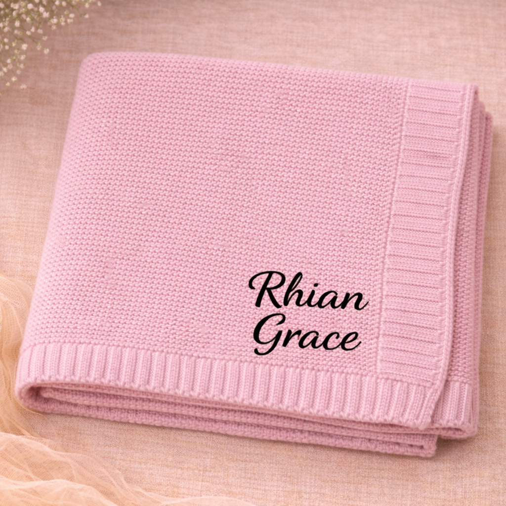 Personalized Baby Blanket – Myk og unik – Personlig brodert bomullsteppe