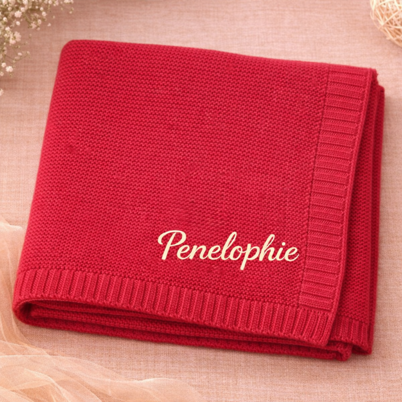 Personalized Baby Blanket – Myk og unik – Personlig brodert bomullsteppe