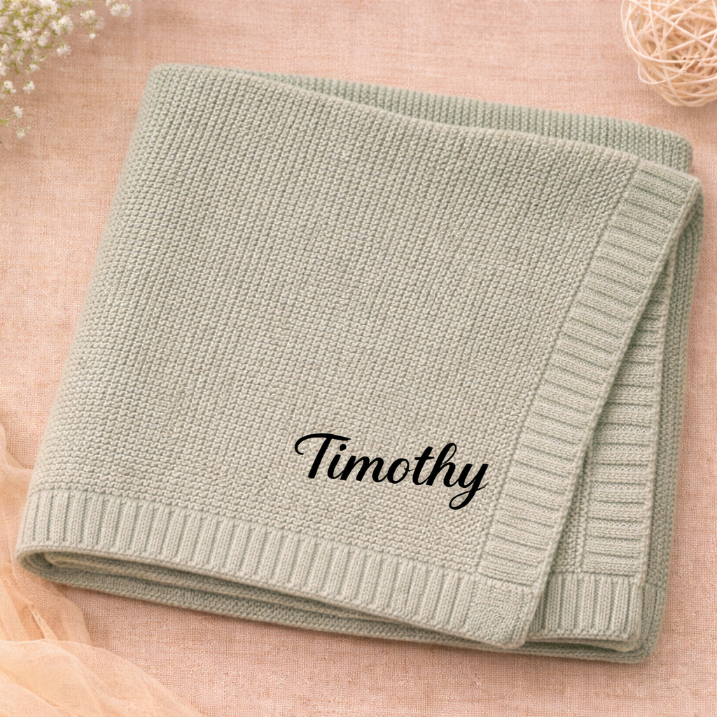 Personalized Baby Blanket – Myk og unik – Personlig brodert bomullsteppe