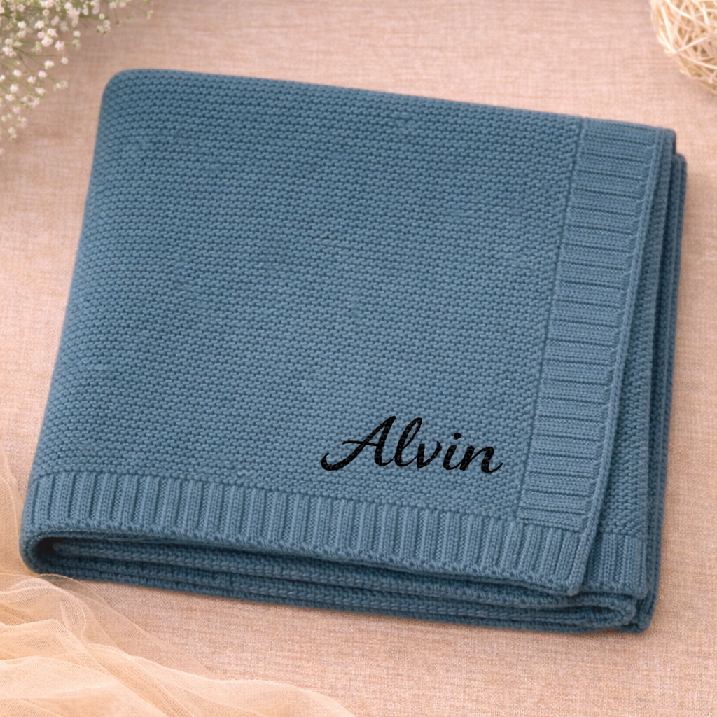 Personalized Baby Blanket – Myk og unik – Personlig brodert bomullsteppe