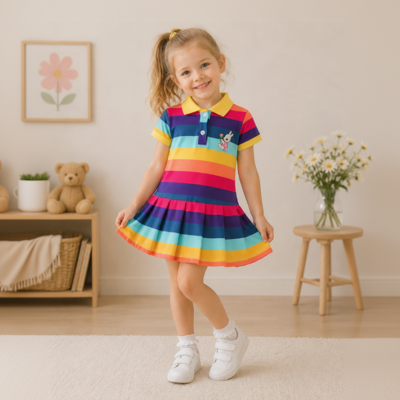RainbowBabe – Frisk & fargerik – Polo-kjole til barn