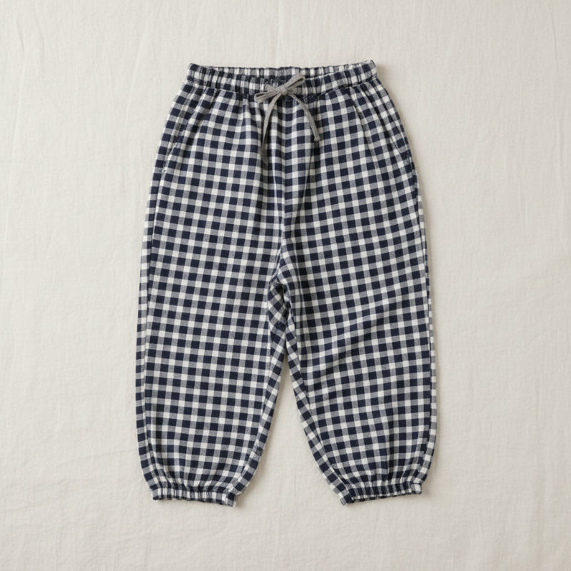 Plaid Cotton Pants – Luftig og pustende – Uformelle bukser i ballong-/haremstil