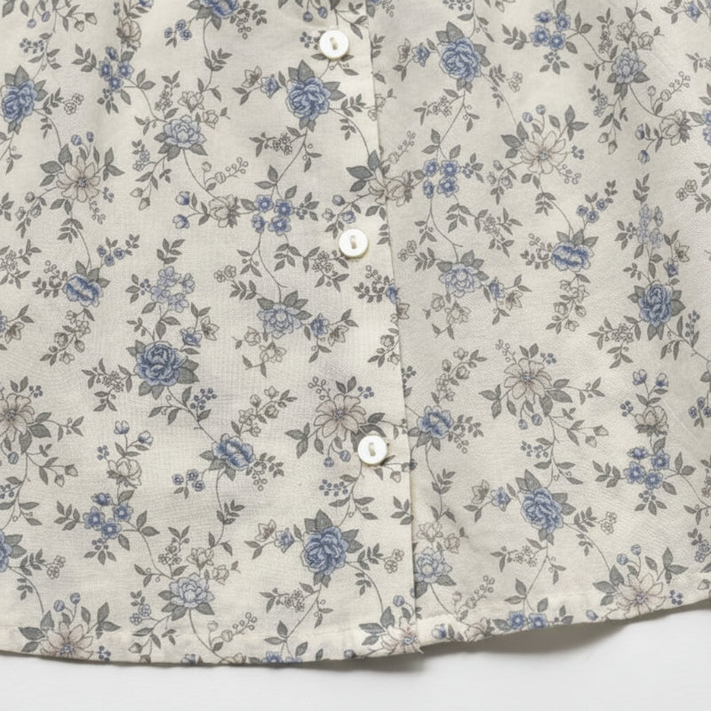 Vine Print Blouse – Lett og søt – barnebluse med puffermmer