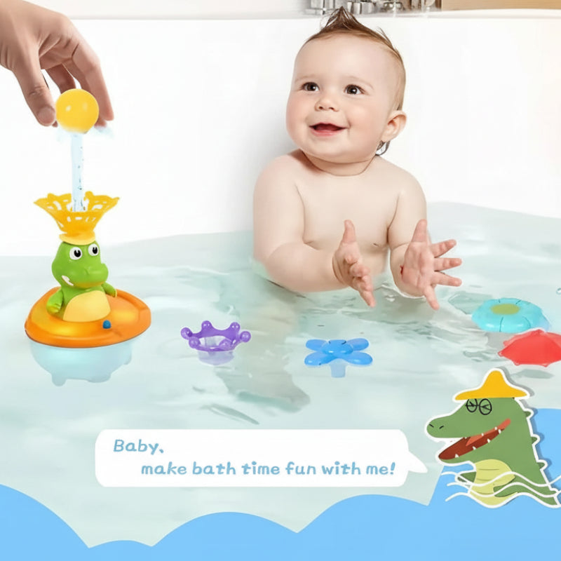 Light Up Crocodile Bath Toy – Interaktivt & vannmoro – Krokodil-fontene badeleker