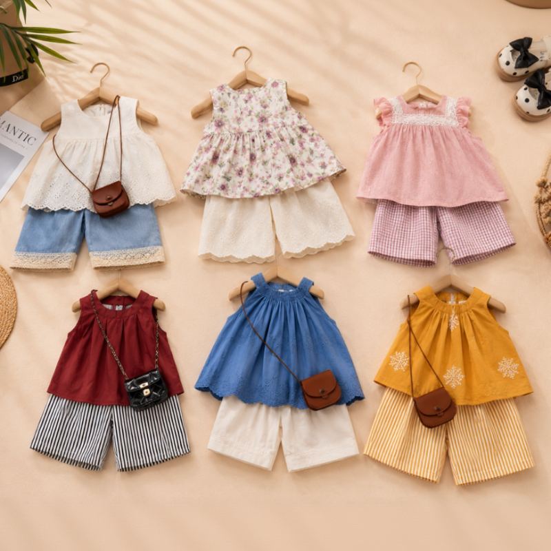 Sleeveless Tops & Pants – Mykt og stilig – Sommersett til barn