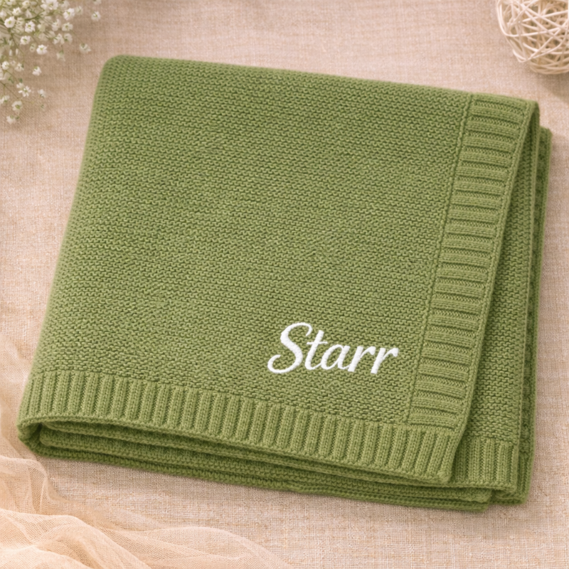 Personalized Baby Blanket – Myk og unik – Personlig brodert bomullsteppe