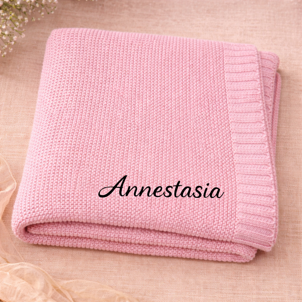 Personalized Baby Blanket – Myk og unik – Personlig brodert bomullsteppe