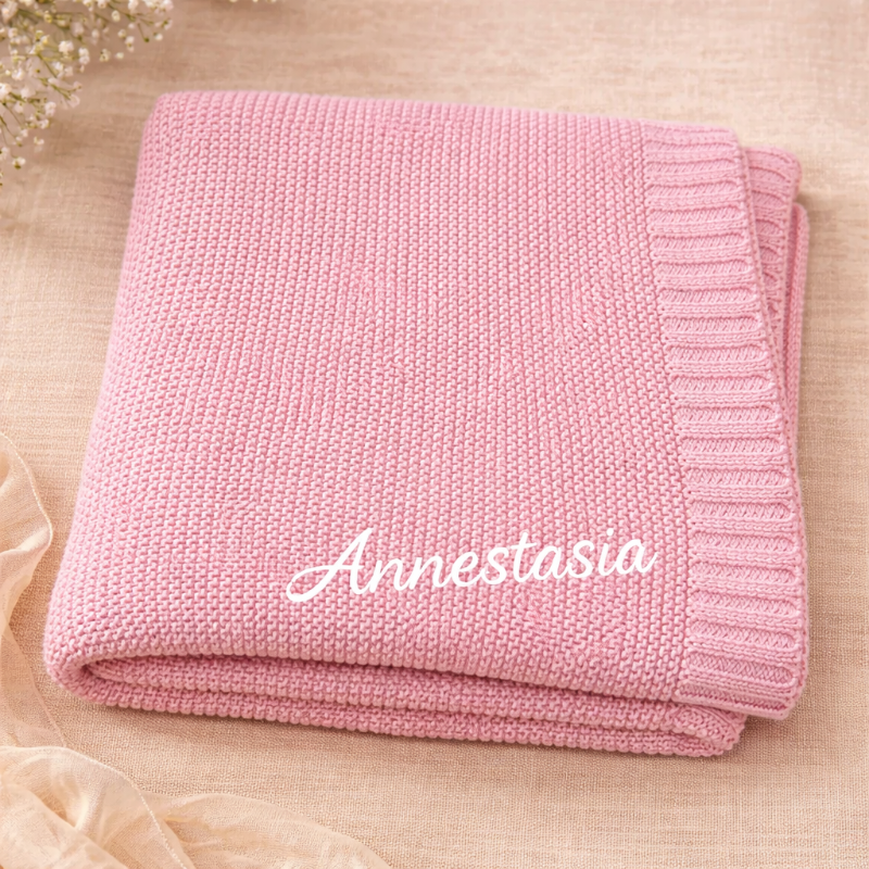 Personalized Baby Blanket – Myk og unik – Personlig brodert bomullsteppe