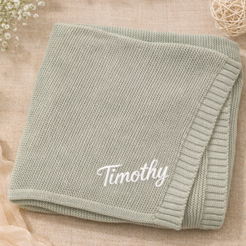 Personalized Baby Blanket – Myk og unik – Personlig brodert bomullsteppe