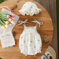 Thumbnail for LittleBlossom – Sommerlig komfort og stil – Bodysuit med hette til baby