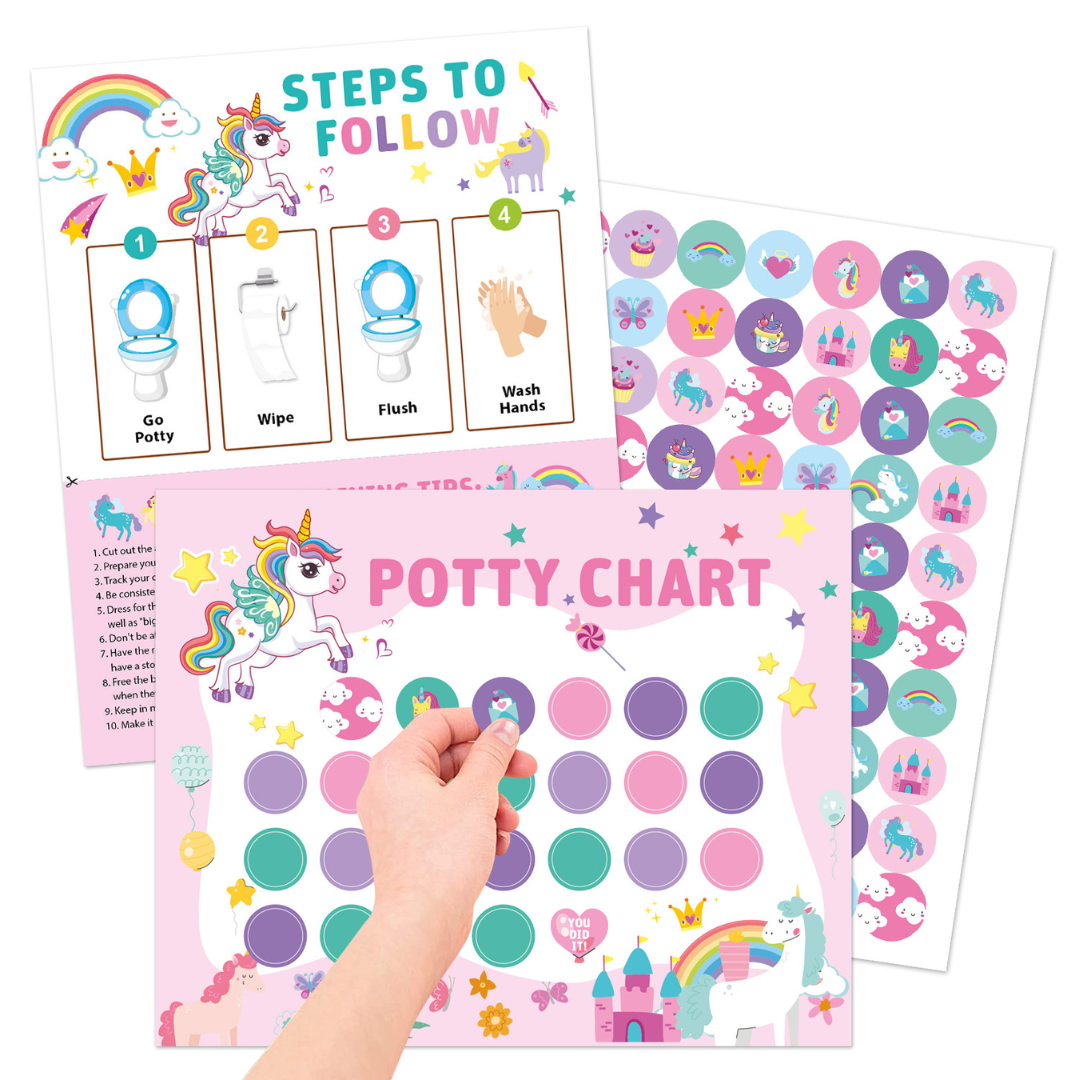 Potty Training – Lekende og motiverende - pottetreningskort med klistremerker