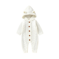 Thumbnail for SoftKnit – Varm og søt – Strikket babyjumpsuit med hette