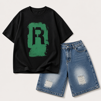 Thumbnail for CoolBoys – Kult og komfortabelt – Guttesett med T-skjorte og jeansshorts