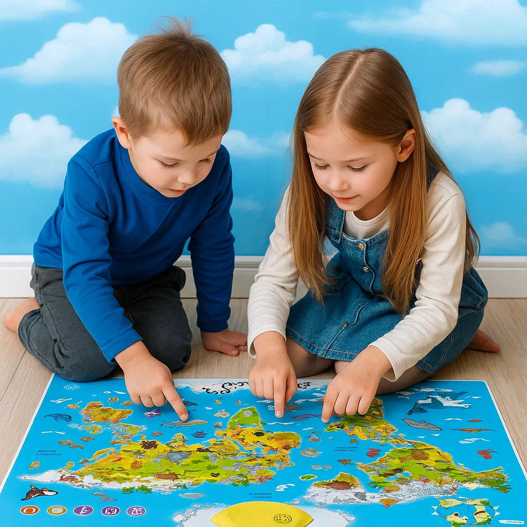 LittleExplorers – Lære og leke – Verdenskart med dyr