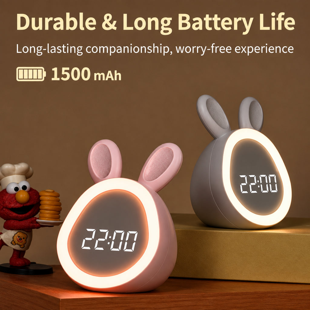 BunnyGlow – Søt og praktisk – digital vekkerklokke for barn med nattlampe