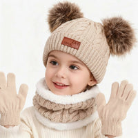 Thumbnail for CozyPom – Varmt og mykt – Vintersett med lue, skjerf og hansker