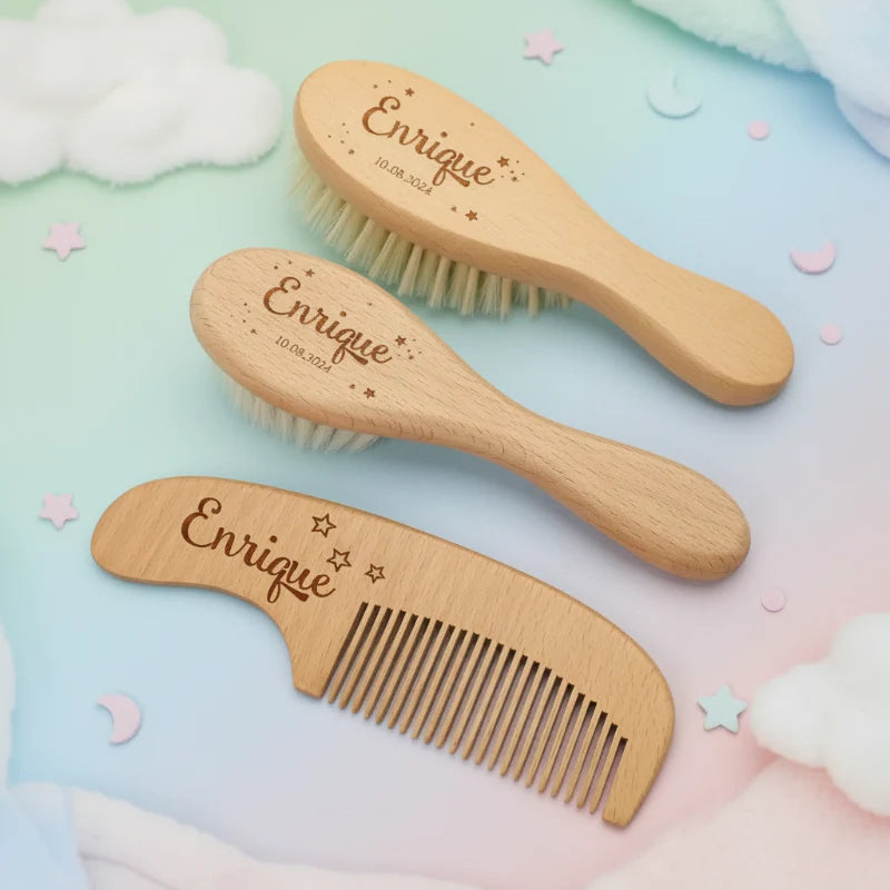 Personalized Hairbrush – Myk og unik – Personlig babyhårbørstesett