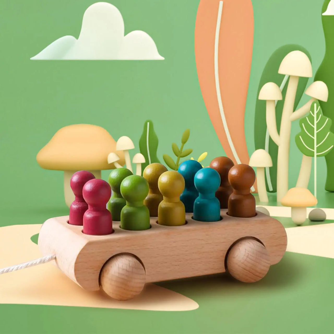 Pop & Roll – Motoriske ferdigheter og fantasi – Dukkebilsett i tre