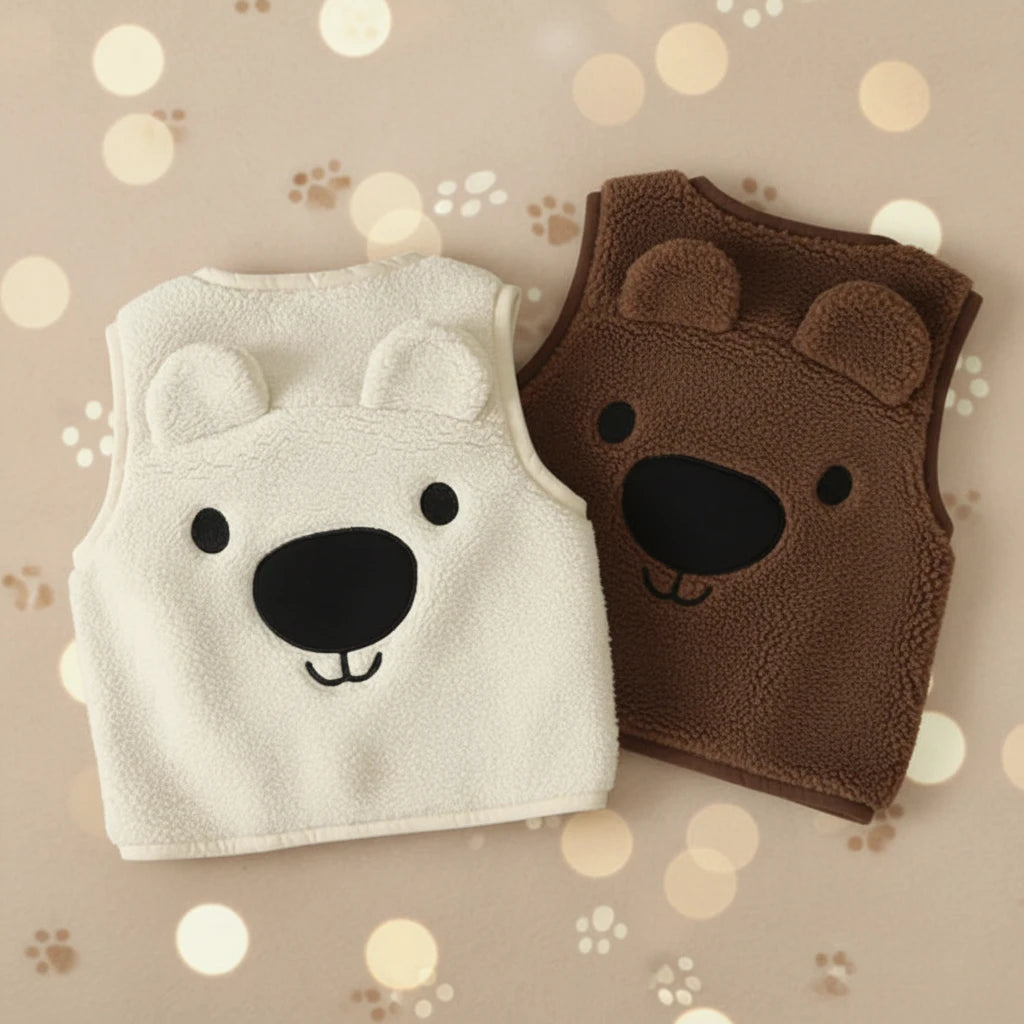 Baby Bear Fleece Vest – Varm og myk – Barnetrøye med bjørnemotiv