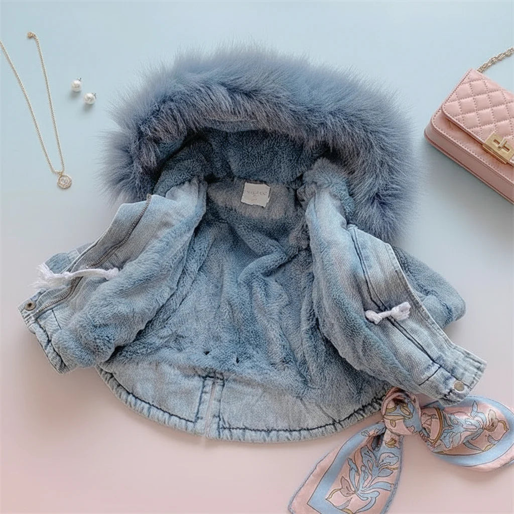 FurDream – Denim Look – Vinterjakke med hette