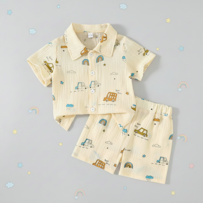 Dinosaur & Car Print Outfit – Tøft og lekent – Sommersett