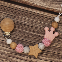 Thumbnail for Baby Pacifier Holder – Med navn – Personlige perler av tre og silikon